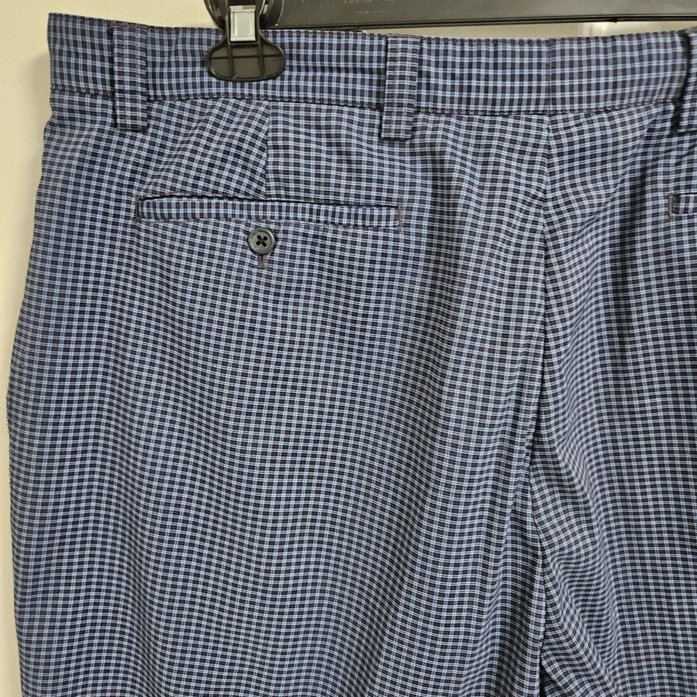 Cutter & Buck Shorts Mens 42 Blue CB DryTec Micro Check Plaid Golf Flat Front